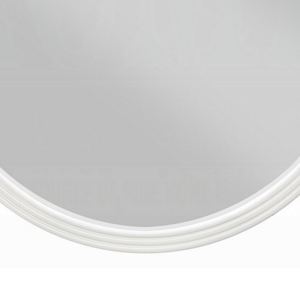 Aren Dresser Mirror | Molded Bordered Frame | White Wood | 35" Round