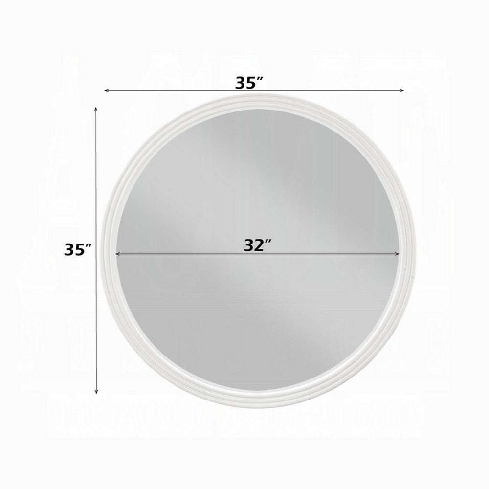 Aren Dresser Mirror | Molded Bordered Frame | White Wood | 35" Round