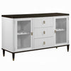 Aren Sideboard Cabinet | 3 Drawers | 2 Glass Doors | White | Brown 62"