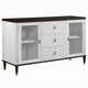 Aren Sideboard Cabinet | 3 Drawers | 2 Glass Doors | White | Brown 62"
