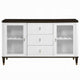 Aren Sideboard Cabinet | 3 Drawers | 2 Glass Doors | White | Brown 62"