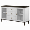 Aren Sideboard Cabinet | 3 Drawers | 2 Glass Doors | White | Brown 62"