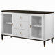 Aren Sideboard Cabinet | 3 Drawers | 2 Glass Doors | White | Brown 62"