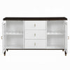Aren Sideboard Cabinet | 3 Drawers | 2 Glass Doors | White | Brown 62"