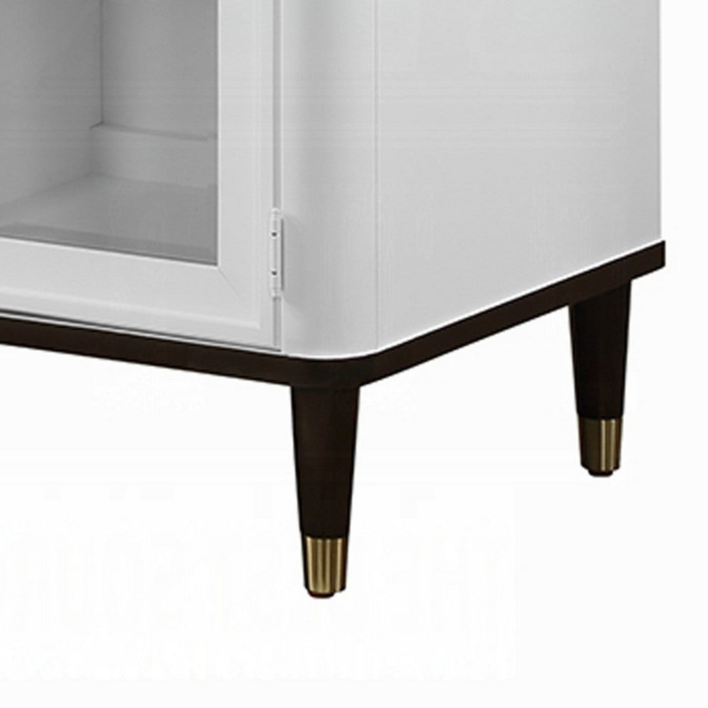 Aren Sideboard Cabinet | 3 Drawers | 2 Glass Doors | White | Brown 62"