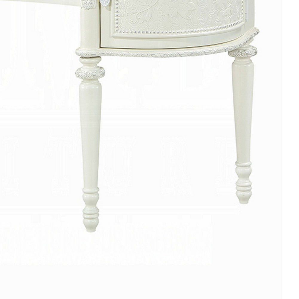 Dorie 2pc Vanity Desk & Flip-Top Mirror Set | Drawer | 2 Cabinets | Ivory