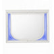 Rara Dresser Mirror w Blue LED | Rectangular L&scape Pearl White 36x47