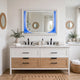 Rara Dresser Mirror w Blue LED | Rectangular L&scape Pearl White 36x47