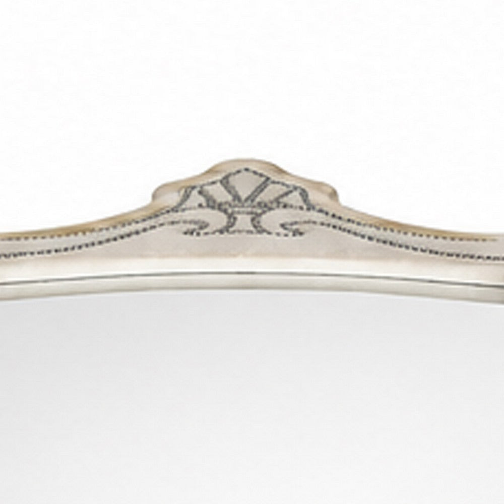 Willa LED Dresser Mirror | Crown Top | Nailed Beige Velvet Upholstery 45x48