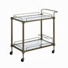 Dity Serving Cart | 2 Mirror Glass Shelves | Antique Brass Metal 33"