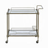 Dity Serving Cart | 2 Mirror Glass Shelves | Antique Brass Metal 33"