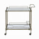 Dity Serving Cart | 2 Mirror Glass Shelves | Antique Brass Metal 33"