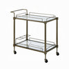 Dity Serving Cart | 2 Mirror Glass Shelves | Antique Brass Metal 33"