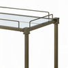 Dity Serving Cart | 2 Mirror Glass Shelves | Antique Brass Metal 33"