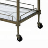 Dity Serving Cart | 2 Mirror Glass Shelves | Antique Brass Metal 33"