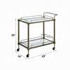 Dity Serving Cart | 2 Mirror Glass Shelves | Antique Brass Metal 33"