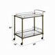 Dity Serving Cart | 2 Mirror Glass Shelves | Antique Brass Metal 33"