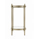 Zora Side End Table | 2 Round Glass Shelves | Champagne Metal 24"