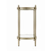 Zora Side End Table | 2 Round Glass Shelves | Champagne Metal 24"