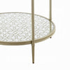 Zora Side End Table | 2 Round Glass Shelves | Champagne Metal 24"