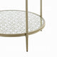 Zora Side End Table | 2 Round Glass Shelves | Champagne Metal 24"