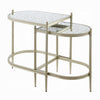 Zora Nesting Table Set of 2 | Semi Oval Glass Tops | Champagne Metal