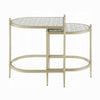 Zora Nesting Table Set of 2 | Semi Oval Glass Tops | Champagne Metal
