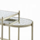 Zora Nesting Table Set of 2 | Semi Oval Glass Tops | Champagne Metal