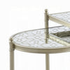 Zora Nesting Table Set of 2 | Semi Oval Glass Tops | Champagne Metal