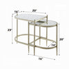 Zora Nesting Table Set of 2 | Semi Oval Glass Tops | Champagne Metal