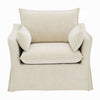 Seya Armchair w 2 Pillows | Slipcover Style | Foam Fill Seat | Beige Linen