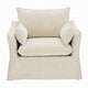 Seya Armchair w 2 Pillows | Slipcover Style | Foam Fill Seat | Beige Linen