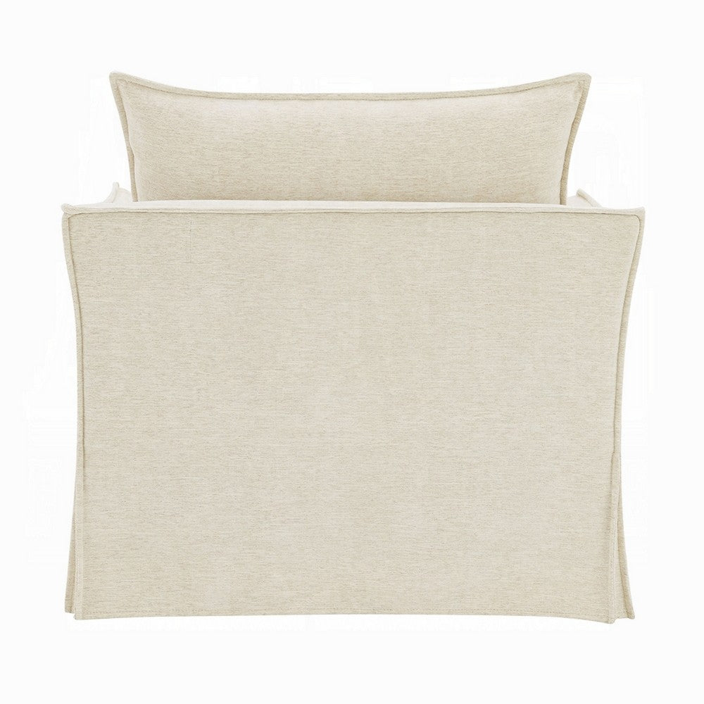 Seya Armchair w 2 Pillows | Slipcover Style | Foam Fill Seat | Beige Linen
