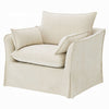 Seya Armchair w 2 Pillows | Slipcover Style | Foam Fill Seat | Beige Linen