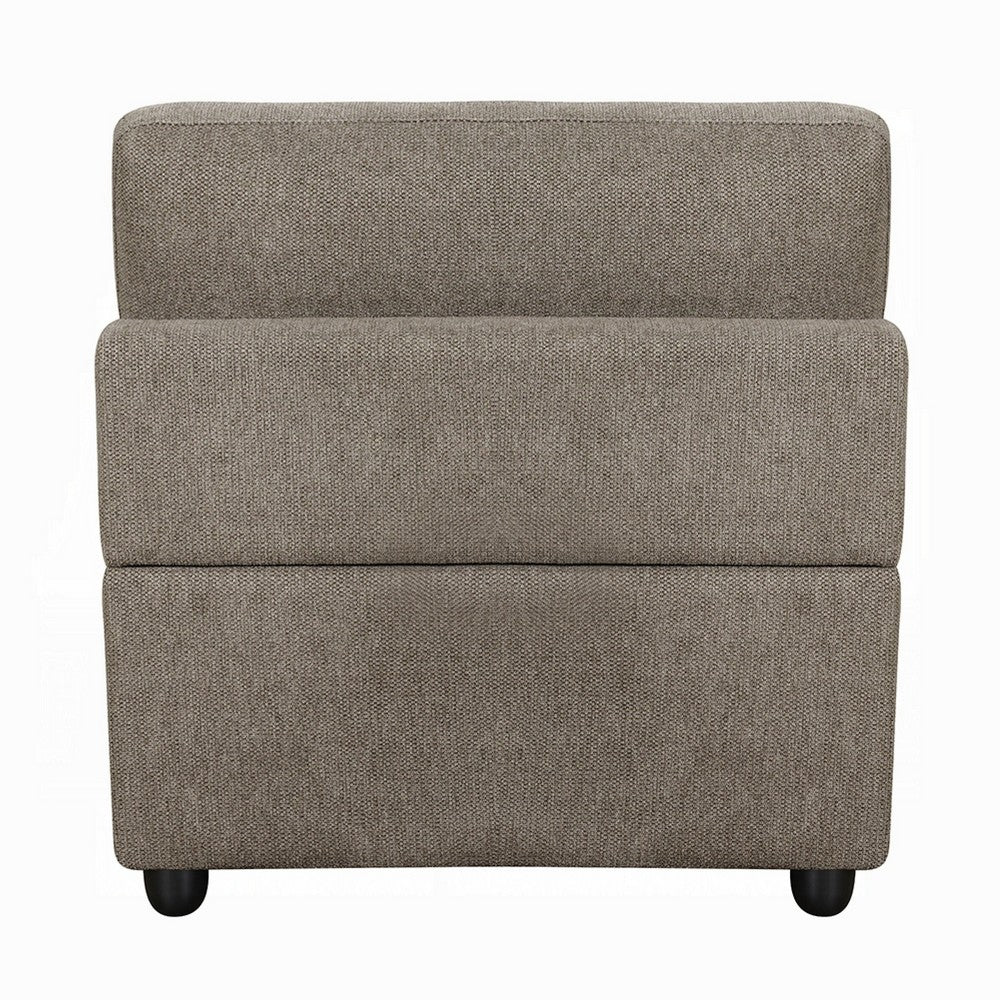 Rily Modular Armless Chair w Lumbar Pillow | Foam Fill Seat | Brown Linen