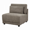 Rily Modular Armless Chair w Lumbar Pillow | Foam Fill Seat | Brown Linen