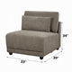 Rily Modular Armless Chair w Lumbar Pillow | Foam Fill Seat | Brown Linen