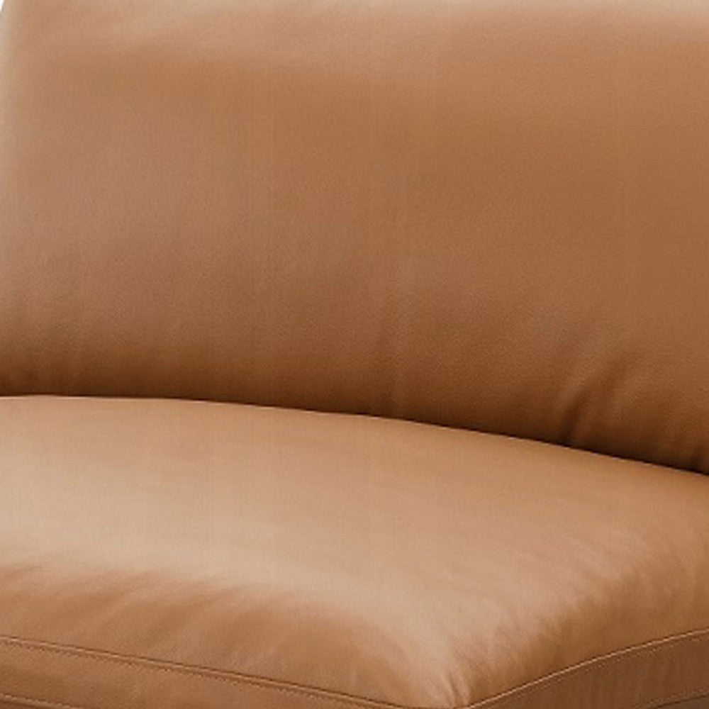 Ridaa Modular Armless Chair | Full Foam Seat | Brown Top Grain Leather