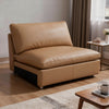 Ridaa Modular Armless Chair | Full Foam Seat | Brown Top Grain Leather