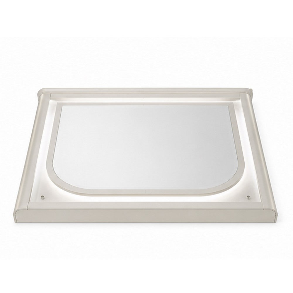 Veda Dresser Mirror w LED | Rectangular L&scape Frame Pearl White 36x45