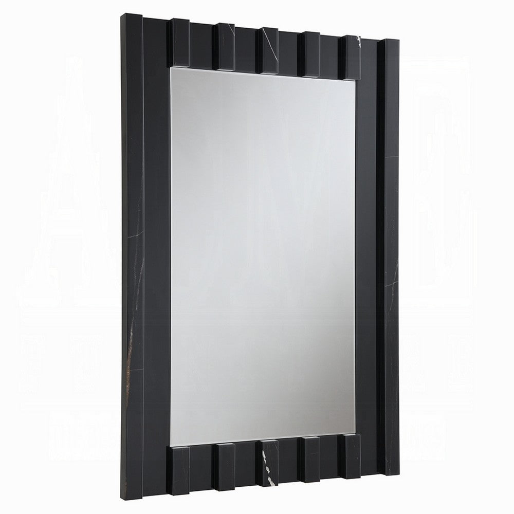 Ishi Dresser Mirror | Vertical Fluted Design | Marble Grain | Black 32x47