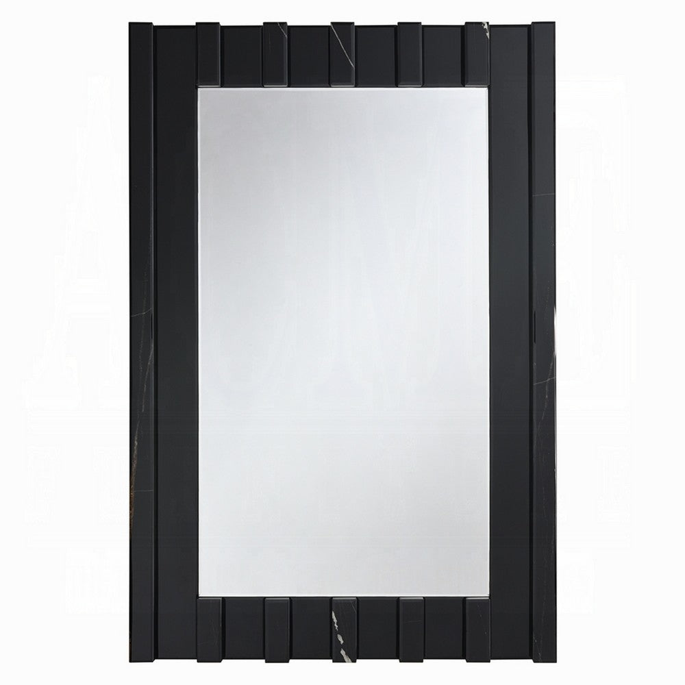 Ishi Dresser Mirror | Vertical Fluted Design | Marble Grain | Black 32x47
