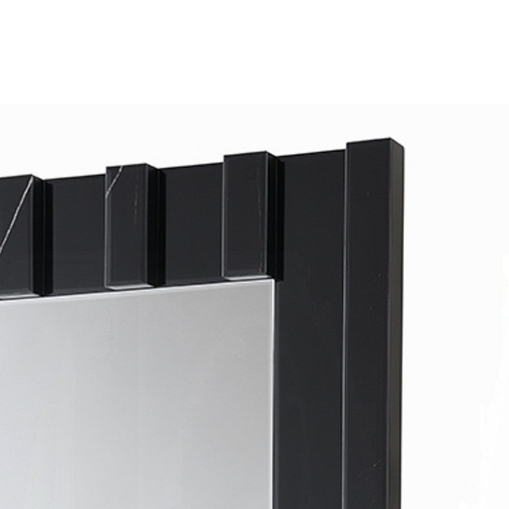 Ishi Dresser Mirror | Vertical Fluted Design | Marble Grain | Black 32x47