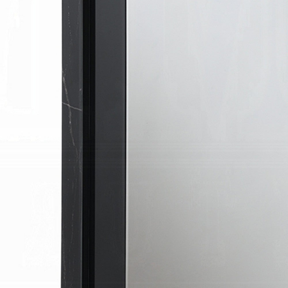 Ishi Dresser Mirror | Vertical Fluted Design | Marble Grain | Black 32x47