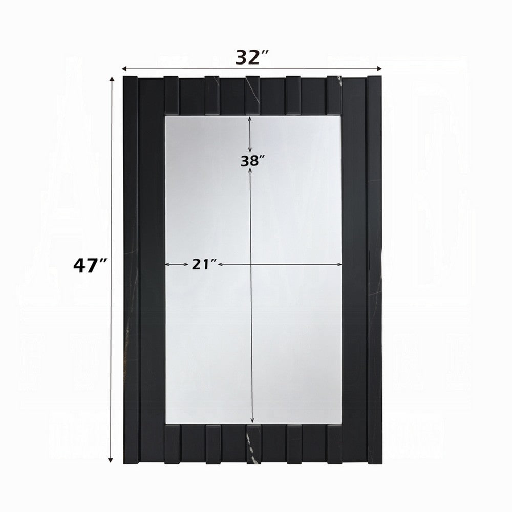 Ishi Dresser Mirror | Vertical Fluted Design | Marble Grain | Black 32x47