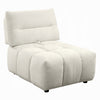 Leya Modular Armless Chair | Adjustable back | Foam Channeled Beige Linen