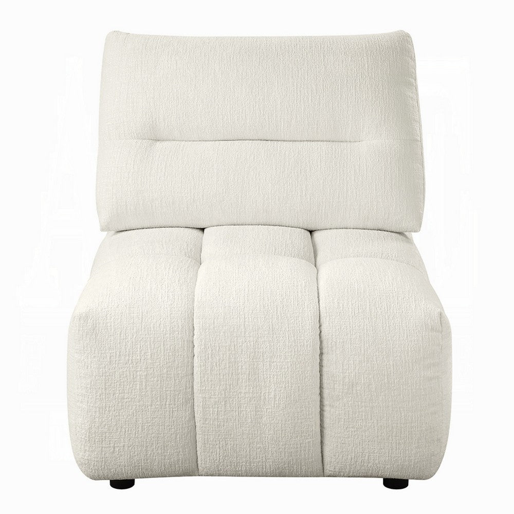 Leya Modular Armless Chair | Adjustable back | Foam Channeled Beige Linen