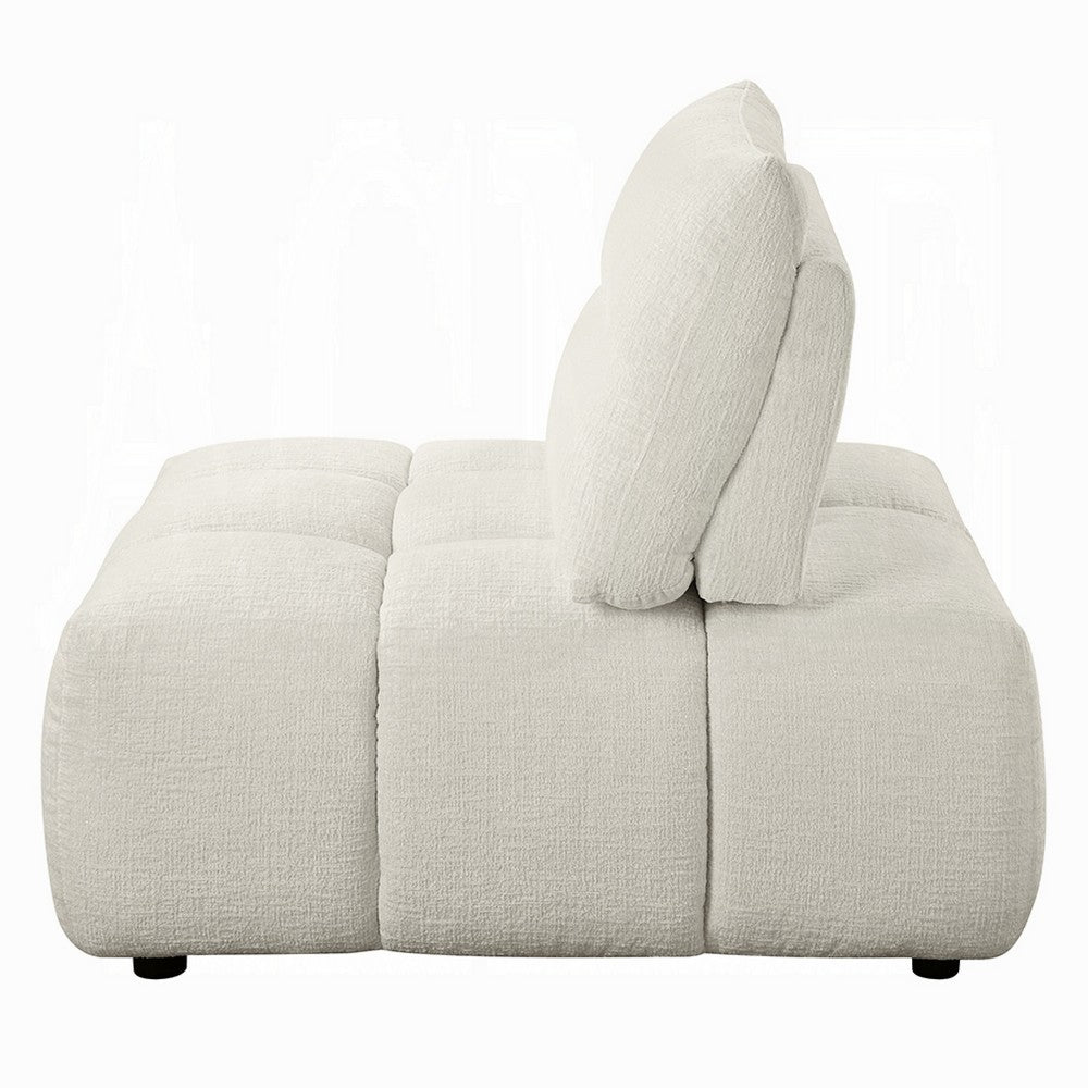 Leya Modular Armless Chair | Adjustable back | Foam Channeled Beige Linen