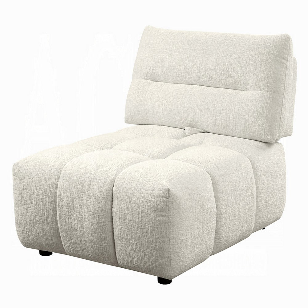 Leya Modular Armless Chair | Adjustable back | Foam Channeled Beige Linen