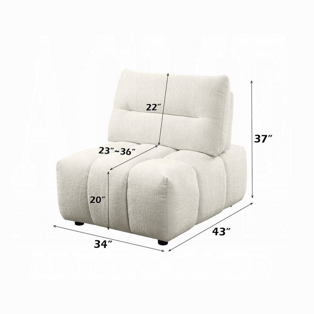 Leya Modular Armless Chair | Adjustable back | Foam Channeled Beige Linen